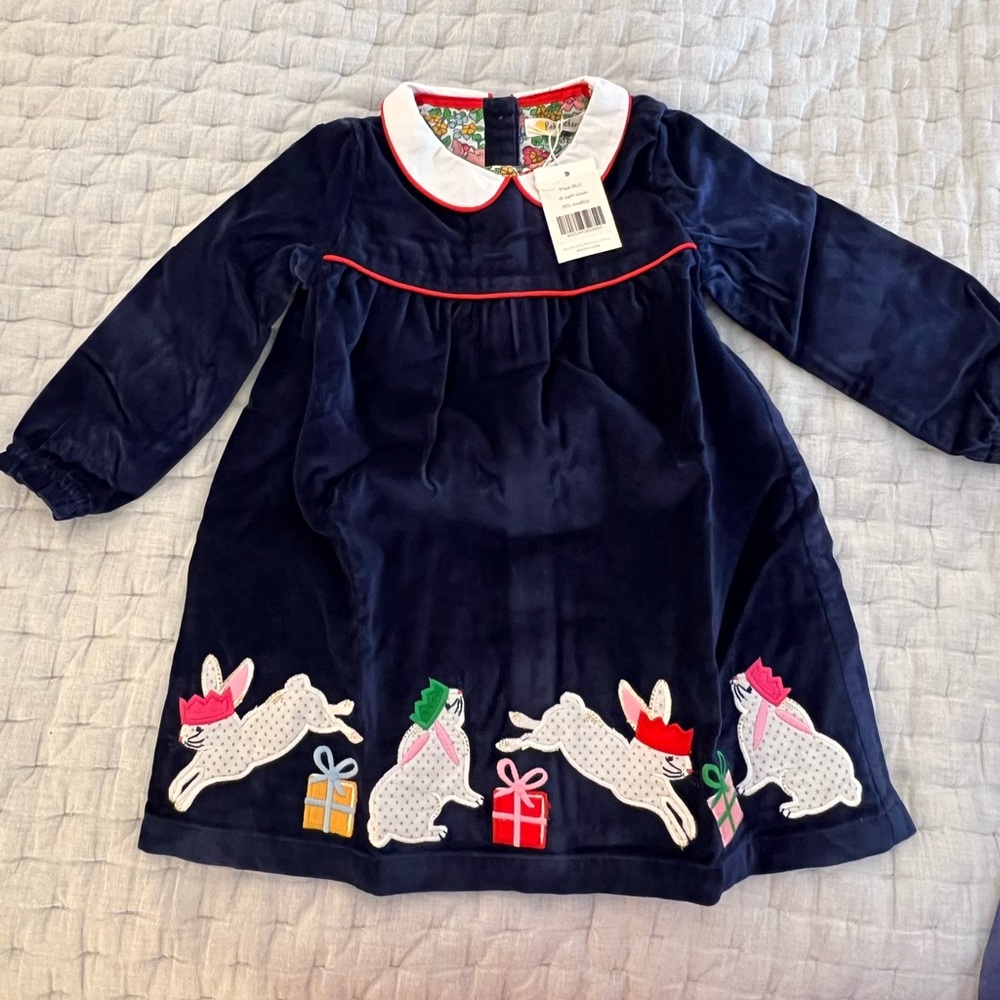 NWT Baby Boden Christmas Bunny Dress Size 18-24 months